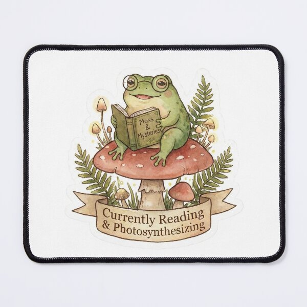 Item preview, "Currently Reading & Photosynthesizing" Cottagecore Reading Frog designed and sold by Simple Graphics.