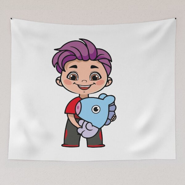 Item preview, Chibi Boy with Mang Plushie - BTS J-Hope Inspired Character Art designed and sold by Polarisofficial.