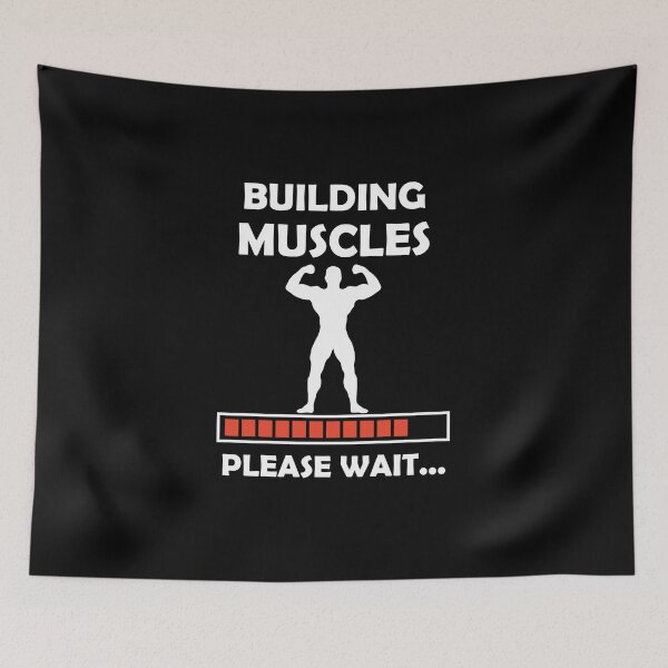 Item preview, Building Muscles Please Wait – Funny Gym Loading Bar Bodybuilding Design designed and sold by BrainBubbleArt.