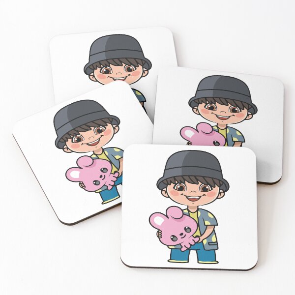 Item preview, Chibi Boy with Cooky Plushie - BTS Jungkook Inspired Character Design designed and sold by Polarisofficial.