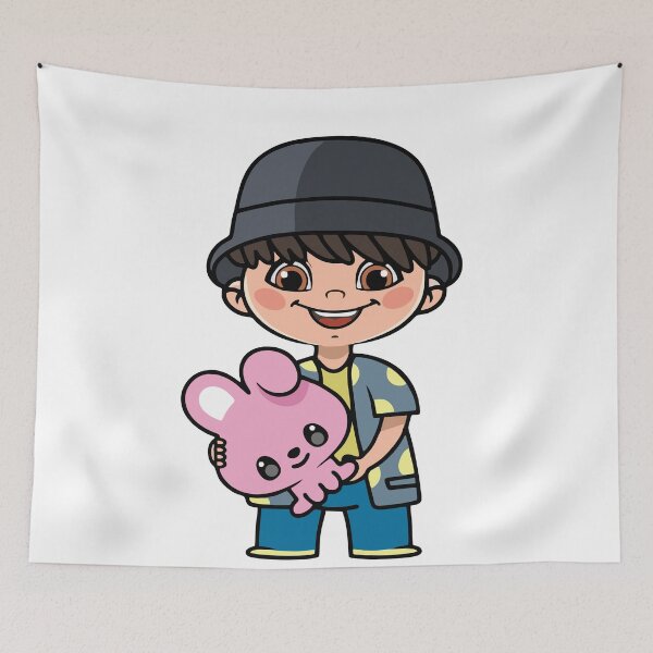 Item preview, Chibi Boy with Cooky Plushie - BTS Jungkook Inspired Character Design designed and sold by Polarisofficial.