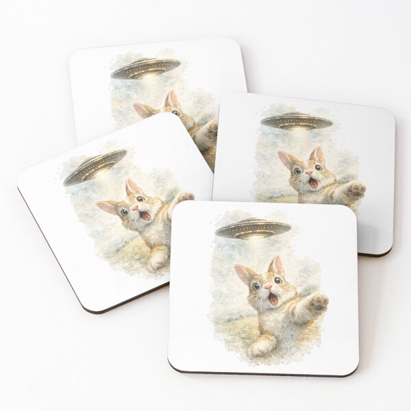 Item preview, Funny Surprised Bunny Selfie With UFO Watercolor designed and sold by DigitalMomy.