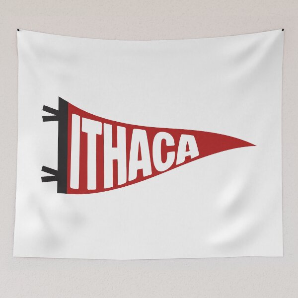 Item preview, Ithaca New York Vintage Pennant - Carnelian Red and White Retro Fan Art designed and sold by Sparkledust Creations.