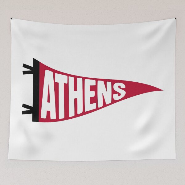 Item preview, Athens Georgia Vintage Pennant - Red and Black Retro Fan Art designed and sold by Sparkledust Creations.