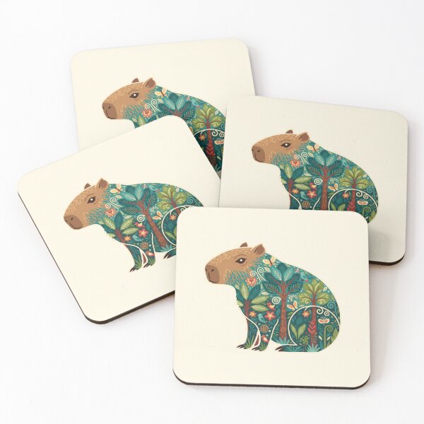 Item preview, Decorative Capybara in Scandinavian Folk Art Style by heidiannemorris © designed and sold by FOLK ART FUSION by heidiannemorris.