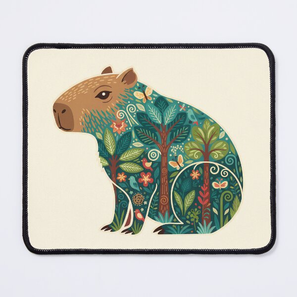 Item preview, Decorative Capybara in Scandinavian Folk Art Style by heidiannemorris © designed and sold by FOLK ART FUSION by heidiannemorris.