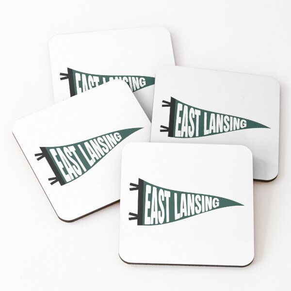 Item preview, East Lansing Michigan Vintage Pennant - Spartan Green and White Retro Art designed and sold by Sparkledust Creations.