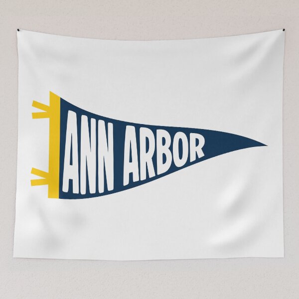 Item preview, Ann Arbor Michigan Vintage Pennant - Maize and Blue Retro Art designed and sold by Sparkledust Creations.