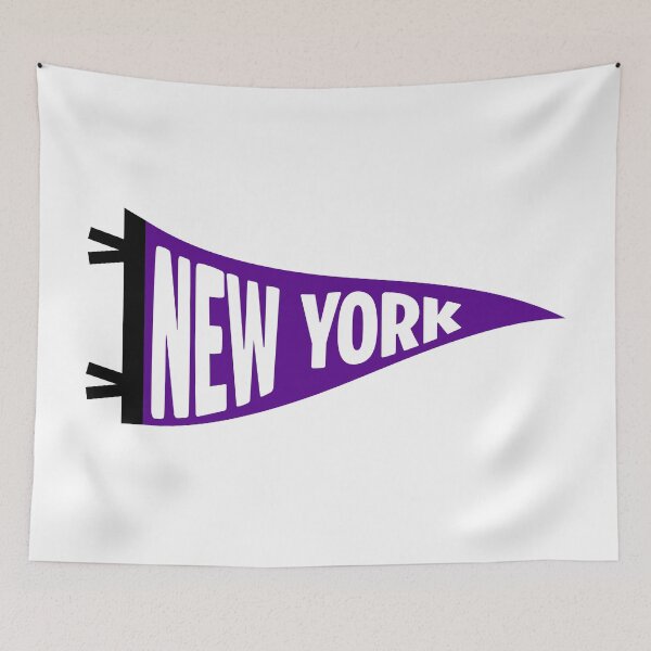 Item preview, Greenwich Village New York Vintage Pennant - Violet and White Retro Art designed and sold by Sparkledust Creations.