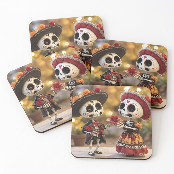 Artikelvorschau, Skeleton Señor und Señorita tauschen Valentinsgrüße aus. entworfen und verkauft von ACuriousshoppe.