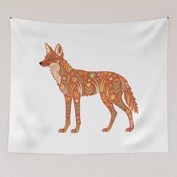Item preview, Maned Wolf in Scandinavian Folk Art Style – Hope for Wildlife by heidiannemorris © designed and sold by FOLK ART FUSION by heidiannemorris.