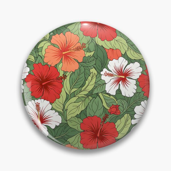 Item preview, Tropical Hibiscus Seamless Pattern: Vibrant Red, Orange, and White Exotic Flowers designed and sold by VibranPalette.