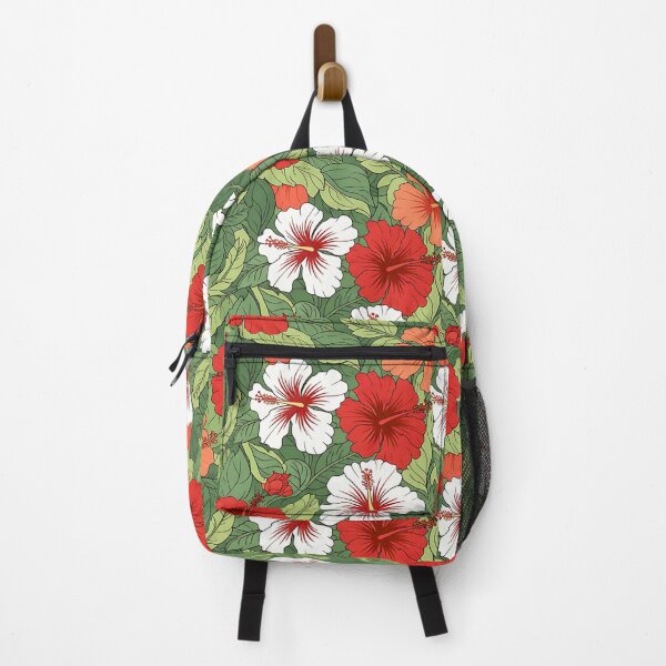 Item preview, Tropical Hibiscus Seamless Pattern: Vibrant Red, Orange, and White Exotic Flowers designed and sold by VibranPalette.