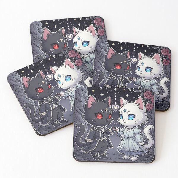 Item preview, The Lovers Tarot Cats – Gothic Romantic Cat Illustration Kawaii designed and sold by CuteKats.