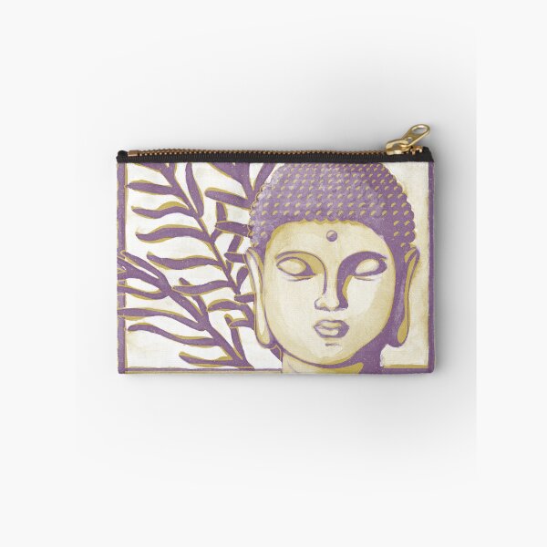 Item preview, Buddha Head Statue with Palm Fronds Watercolor - Plum + Saffron designed and sold by Irene Estelle.