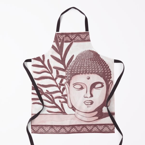 Item preview, Buddha Head Statue with Palm Fronds Watercolor - Wine + Rose designed and sold by Irene Estelle.