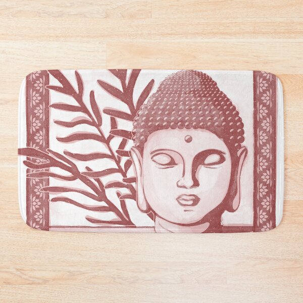 Item preview, Buddha Head Statue with Palm Fronds Watercolor - Ruby + Rose designed and sold by Irene Estelle.