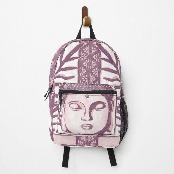 Item preview, Buddha Head Statue with Palm Fronds Watercolor - Beet + Rose designed and sold by Irene Estelle.