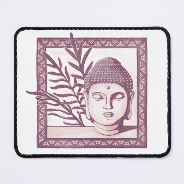 Item preview, Buddha Head Statue with Palm Fronds Watercolor - Beet + Rose designed and sold by Irene Estelle.