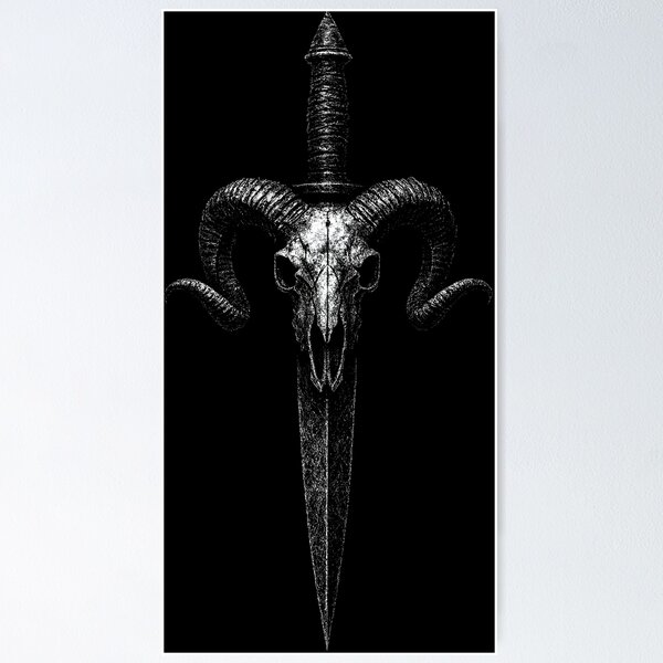Item preview, Ram Skull Dagger – Occult Weapon Gothic Horror Art designed and sold by Mortisigil.