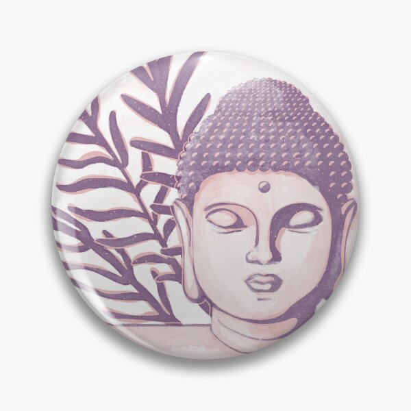 Item preview, Buddha Head Statue with Palm Fronds Watercolor - Plum + Rose designed and sold by Irene Estelle.
