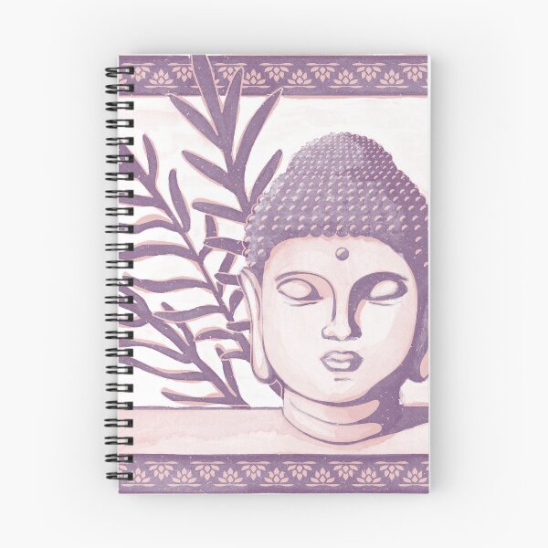 Item preview, Buddha Head Statue with Palm Fronds Watercolor - Plum + Rose designed and sold by Irene Estelle.