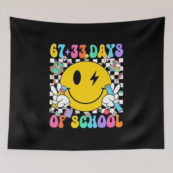 Item preview, 67+33 Days Of School 100th Day School Smiley Face Vibes Design designed and sold by gladysenglish.