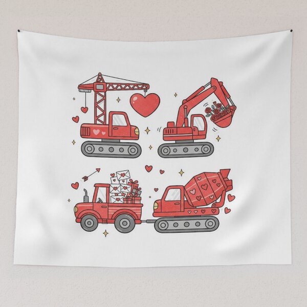 Item preview, Boys Valentine Construction Trucks, Boy Valentines Day designed and sold by DesignDenDo ⭐⭐⭐⭐⭐.