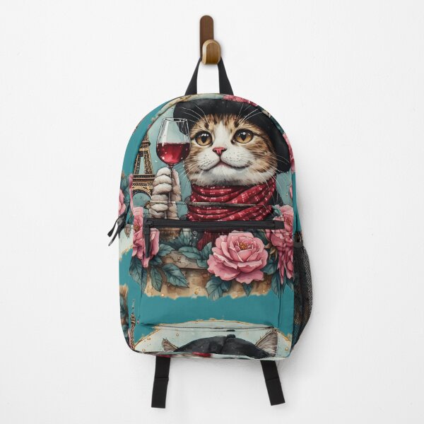 Item preview, A cat in a beret with a glass of red wine near the Eiffel Tower. designed and sold by Natalia-Vlad.