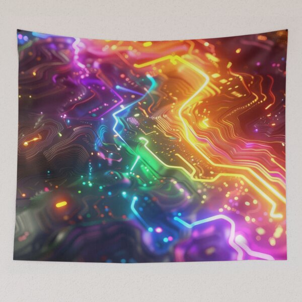 Item preview, Neon Circuit Topography - Glowing Cyberpunk Data Flow designed and sold by B-Russ-Stuff.