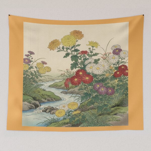 Item preview, Chrysanthemums by Stream after Ohara Koson designed and sold by Tridentulus.