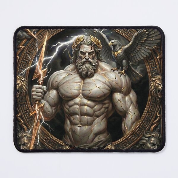 Item preview, Zeus God of Thunder - Ancient Greek Mythology Golden Marble Statue designed and sold by Clark A Bennett.