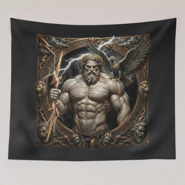 Item preview, Zeus God of Thunder - Ancient Greek Mythology Golden Marble Statue designed and sold by Clark A Bennett.