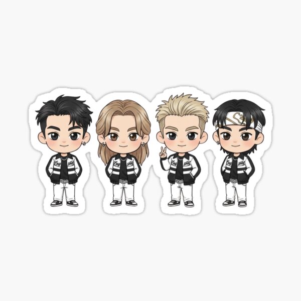 LNGSHOT chibi – Ohyul, Ryul, Woojin & Louis K-pop Sticker