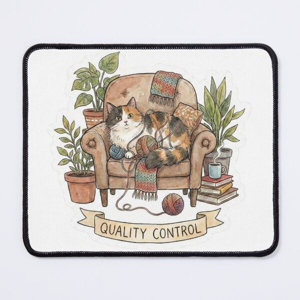 Item preview, "Quality Control" Cozy Calico Cat Yarn designed and sold by Simple Graphics.