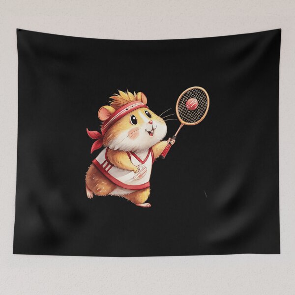 Item preview, Cute Tennis Player Hamster Illustration Fun Sports Character designed and sold by WayTBeenkenArt.