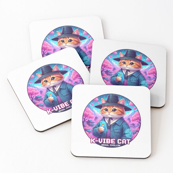 Item preview, K-Vibe Cat: Seoul Chillin' in Traditional Hat designed and sold by MNPJKS.