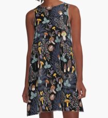 dark wild forest mushrooms A-Line Dress