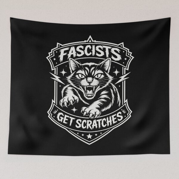 Item preview, Fascists Gets Scratches - Anti Fascism Cat designed and sold by Eh Plus Designs.