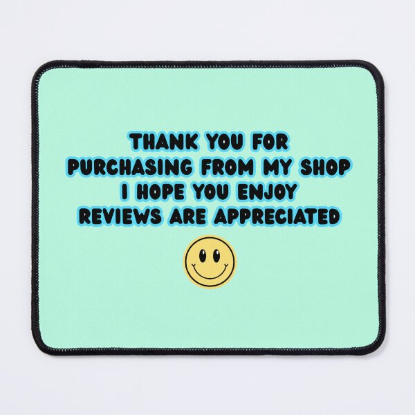 Item preview, Thank You Small Business Text Review Blue Smile Stickers Prints Posters Wall Art Magnet Home Coffee Cup Decoration TShirt Stationary Notebook Magnet Hat Kitchen Work School Office Redbubble Shop designed and sold by Saritas Boutique Shop.