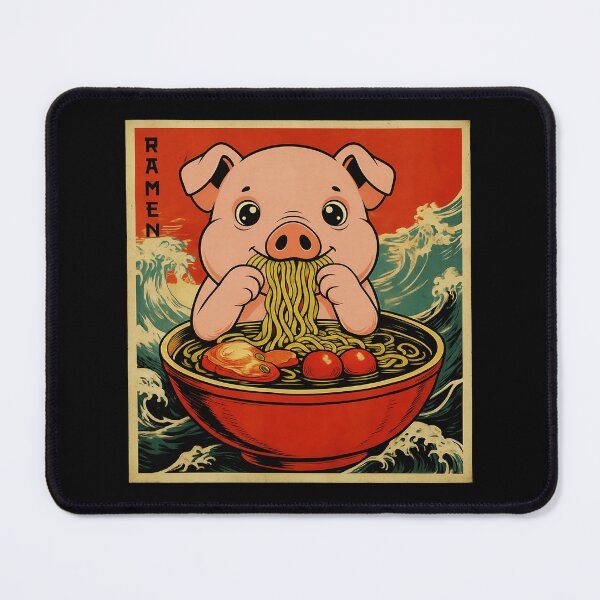 Item preview, RAMEN Cute Pig Illustration Japanese Noodle Art designed and sold by JEFDodsonArt.