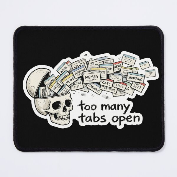 Item preview, Too Many Tabs Open Skull ADHD Brain designed and sold by simonbluevski.