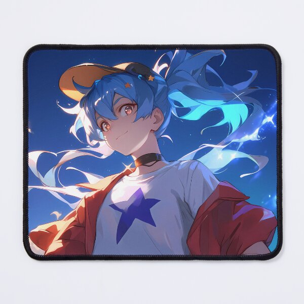Item preview, Lily Hoshikawa Zombieland Saga Blue Hair Star Shirt Neon Night Vibes designed and sold by TorbenKuhano.