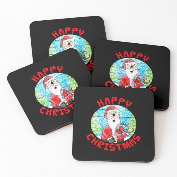 Item preview, HAPPY CHRISTMAS Santa Playing Tennis Funny Holiday Illustration designed and sold by WayTBeenkenArt.