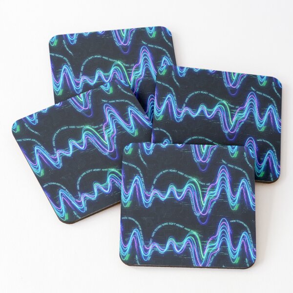 Item preview, Hard Techno Soft Heart Neon Audio Wave Pattern designed and sold by RaveNamaste.