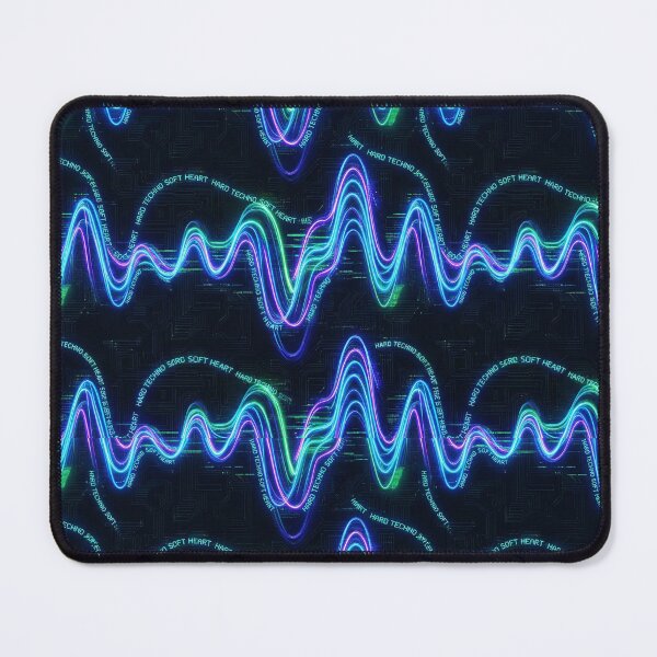 Item preview, Hard Techno Soft Heart Neon Audio Wave Pattern designed and sold by RaveNamaste.