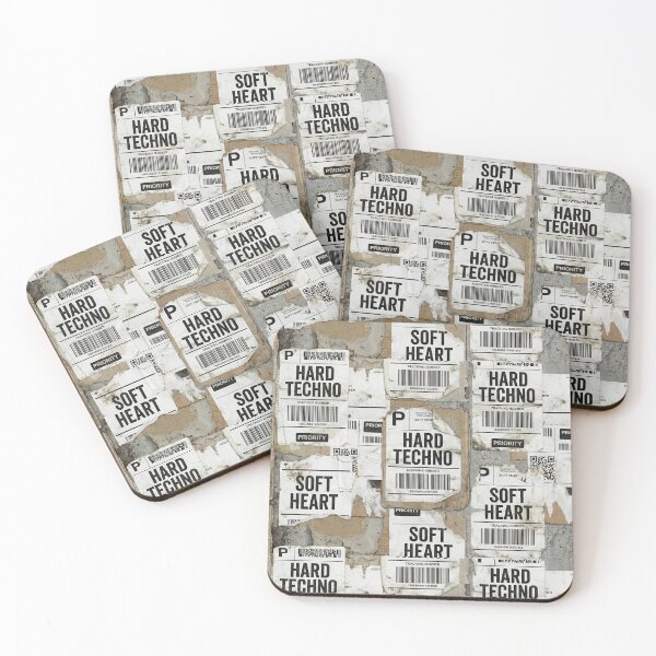Item preview, Hard Techno Soft Heart Grunge Shipping Label Pattern designed and sold by RaveNamaste.