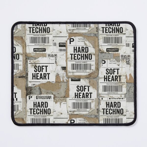 Item preview, Hard Techno Soft Heart Grunge Shipping Label Pattern designed and sold by RaveNamaste.