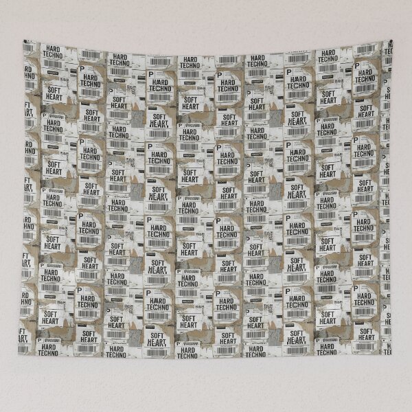 Item preview, Hard Techno Soft Heart Grunge Shipping Label Pattern designed and sold by RaveNamaste.