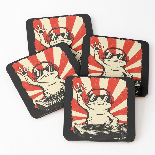 Item preview, DJ Frog Illustration Retro Sunburst Music Art designed and sold by JEFDodsonArt.